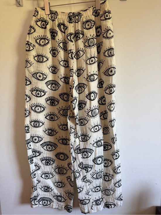 None Other - Tootsam Phuket Thailand Evil Eye Gauze Wide Leg Pants Boho NWT Small
